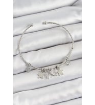 Pirinç Zirkon Taşlı Kelebek Ve Yıldız Model Gümüş Renk Charm Bileklik - TJ-BB7345