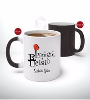 BK Gift Kişiye Özel Babalar Günü Hediyesi Evimizin Reisi Tasarımlı Sihirli Kupa Bardak-1 (Beyaz)