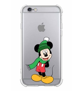 Apple iPhone 6S Plus Uyumlu Köşe Korumalı Antişok  Kapak Mickey Mouse Tasarımlı Şeffaf  Kılıf