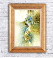 Altın Varaklı  Çerçeveli Paspartulu Tablo ndd1445 (Gold)