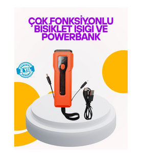 Mey İthalat® Su Geçirmez Bisiklet Işığı 5000 mAh Powerbankli Ön Far