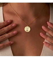 Kişiye Özel 925 Ayar Gümüş Tasarım Güneş ve Ay Yin Yang Model Kolye (Gold)