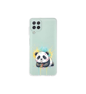 Samsung Galaxy M32 ile Uyumlu Splash Panda Tasarımlı Şeffaf Silikon Kılıf