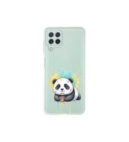 Samsung Galaxy M32 ile Uyumlu Splash Panda Tasarımlı Şeffaf Silikon Kılıf