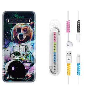 TCL 10L 10 Plus 10SE 20E 20SE 30SE L7 Kılıf Kablo Koruma Spiral Silikon Astronot Panda 1755