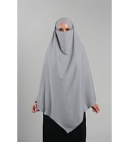 Koyu Gri Pratik Hazır Geçmeli Tesettür Eşarp Krep Bağcıklı Çift Katlı Sufle Hijab 2314_23