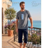 Pijamerry Erkek Bisiklet Yaka Kısa Kol Kapri Pijama Takımı 8013 - 1 Adet
