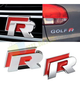 Volkswagen R Logo Amblem Panjur Bagaj Ön Arka Set Paslanmaz Çelik