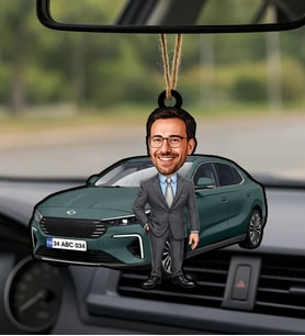 BK Gift Kişiye Özel Erkek Urla Renk Togg Karikatürlü Ahşap Plakalı Araba Dikiz Ayna Süsü-2 , Arkadaşa Hediye, Sevgiliye Hediye, Araba Hediyesi