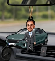 BK Gift Kişiye Özel Erkek Urla Renk Togg Karikatürlü Ahşap Plakalı Araba Dikiz Ayna Süsü-2 , Arkadaşa Hediye, Sevgiliye Hediye, Araba Hediyesi