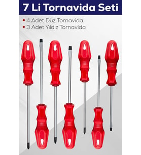 7'li Tornavida Seti (4 Adet Düz Tornavida 3 Adet Yıldız Tornavida)