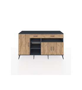 Kronos Konsol 5 Raflı 2 Çekmeceli 3 Kapaklı 176x59x99 Antrasit-Çam