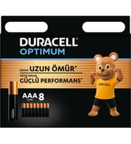 Duracell Optimum AAA Alkalin İnce Kalem Piller, 1,5 V LR03/MN2400, 8’li
