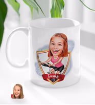 BK Gift Kişiye Özel İsimli Kadın Fitness Sporcusu Karikatürlü Beyaz Kupa Bardak-1