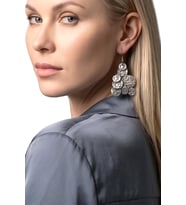Labalaba Kadın Antik Gümüş Kaplama Baloncuk Formlu Sallantılı Model Küpe