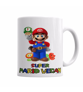 Super Mario Vegan Kupa Bardak Porselen