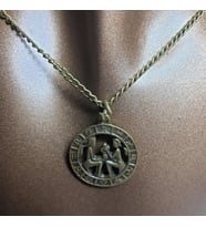 Orora Bronz Renk 25mm İkizler Burcu Figürlü Kolye