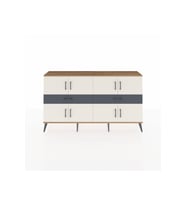 Arges Konsol 4 Raflı 2 Çekmeceli 8 Kapaklı 176x30x99 Çam-Aytaşı/Antrasit