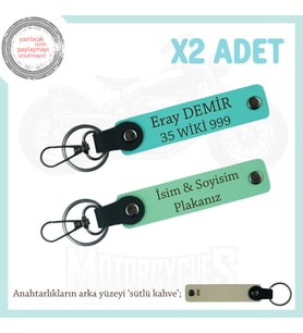 Ehliyetlilere Hediye Edilecek x2 Anahtarlık, Plaka ve İsimle Kişisel Dokunuş, Yeşil-Turkuaz-SK