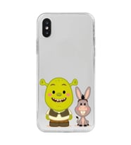 Iphone XS MAX Uyumlu Shrek ve Eşek Tasarımlı Şeffaf Telefon Kılıfı