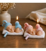 2 Adet Gerçekçi Ayrıntılara Sahip Mini Yenidoğan Bebek Mum Anneler Günü Hediyesi Annelere Özel (Y. Mor)