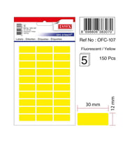 Tanex Ofis Etiketi 12x30 Mm Fosforlu Sarı Ofis Etiketi 5 Yaprak (10 Lu Paket) (Karışık)