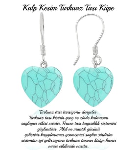 Sertifikalı Kalp Model Firuze (TURKUAZ) Taşı Doğal Taş Küpe