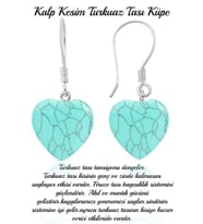 Sertifikalı Kalp Model Firuze (TURKUAZ) Taşı Doğal Taş Küpe (Çok Renkli)