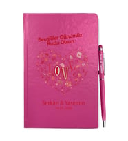 Sevgililer Gününe Özel Pembe Defter Kalem & Hediye Seti 11
