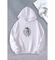 Unisex Kadın Erkek Astronot Modeli Oversize Sweatshirt (Beyaz)