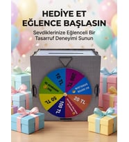 Mey İthalat® Renkli Şans Çarklı Para Biriktirme Oyunu Eğlenceli Tasarruf Kutusu Ahşap Challenge Kumbarası