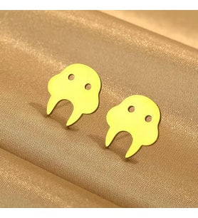 Kişiye Özel 925 Ayar Gümüş Minimal Hayalet Model Küpe (Gold)