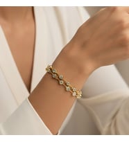 STİL İNCİSİ/XUPING JEWELRY İKİLİ YUVARLAK  ZİRKON TAŞLI BİLEKLİK (Altın Rengi)