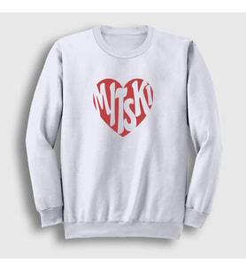 Presmono Unisex Beyaz I Love Kalp Mitski Sweatshirt 543221tt (Beyaz)
