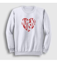 Presmono Unisex Beyaz I Love Kalp Mitski Sweatshirt 543221tt (Beyaz)