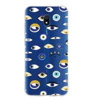 PrintiFy Xiaomi Redmi 8A ile Uyumlu 1mm Slim Fit Nazar Boncuğu 2 Baskılı Şeffaf  Kılıf