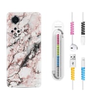 Huawei Nova Y70 Y90 Nova 9 SE  Kılıf Kablo Koruma Spiral Silikon Colorfull Marble 2 1389