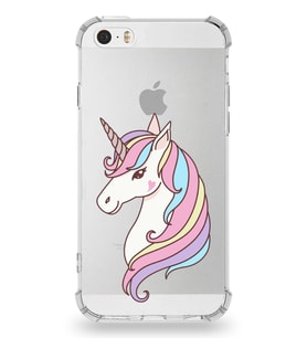 Apple iPhone 5SE Uyumlu Köşe Korumalı Antişok  Kapak Unicorn Tasarımlı Şeffaf Silikon Kılıf