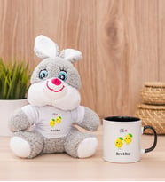 Kişiye Özel Sevimli Limonlar Peluş Tavşan ve Siyah Kupa
