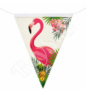 Flamingo Temalı Üçgen Flama Banner