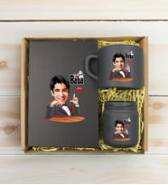 BK Gift Kişiye Özel DTF The Baba Karikatürlü Antrasit Defter & Kahve Fincanı & Mum Hediye Seti-2, Babaya Hediye, Babalar Günü Hediyeleri