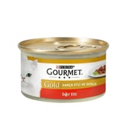 Purina Gold Gourmet 6 Adet Parça Etli Soslu Sığır Etli Kedi Yaş Maması 85 gr X 6 Adet