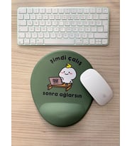 Şimdi Çalış Sonra Ağlarsın Baskılı Bilek Destekli OVAL Mouse Pad (yeşil)