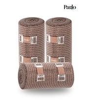 Elastik Bandaj 10 cm x 1,5 m 3’lü Set – %300 Esnek, 4,5 m’ye Kadar Uzayan, Metal Kancalı Destek ve Sargı Bandajı