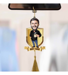Kahve Sever Erkek Karikatürlü Araba Süsü