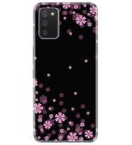 Kılıfland Samsung Galaxy A02S Kılıf Desenli Silikon Resimli Kapak Black flowers Kılıf 1391