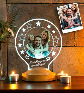 Aile Fotoğraflı Hediye, Kişiye Özel Resimli Led Lamba, Fotoğraflı Gece Lambası, Eşe, Aileye ve Sevgiliye Hediye