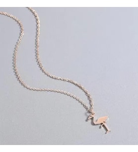 Kişiye Özel 925 Ayar Gümüş Minimal Flamingo Figürlü Kolye (Rose)