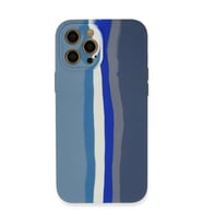 İphone 12 Pro Kılıf Ebruli Lansman Silikon - Mavi-gri