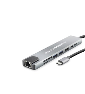 Type-C Combo Hub Hdmi 4K Usb 3.0 Lan Kart Okuyucu 8 Port - Gri HDX7841